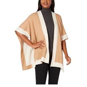 Lauren Ralph Lauren Two-Tone Knit Ruana, cape, shawl size large
